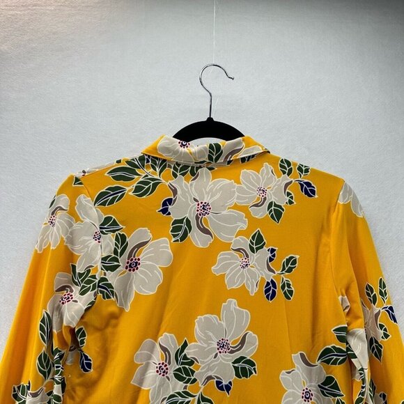 DNA Couture Top Womens Size S Floral Shirt Button Front Long Sleeve Yellow - Picture 5 of 11